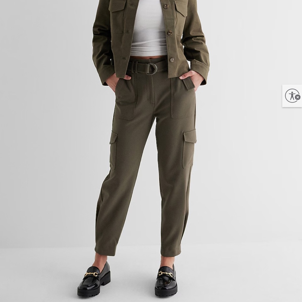 Express Khaki Green Sz 14 Women's Ankle Cargo Pants